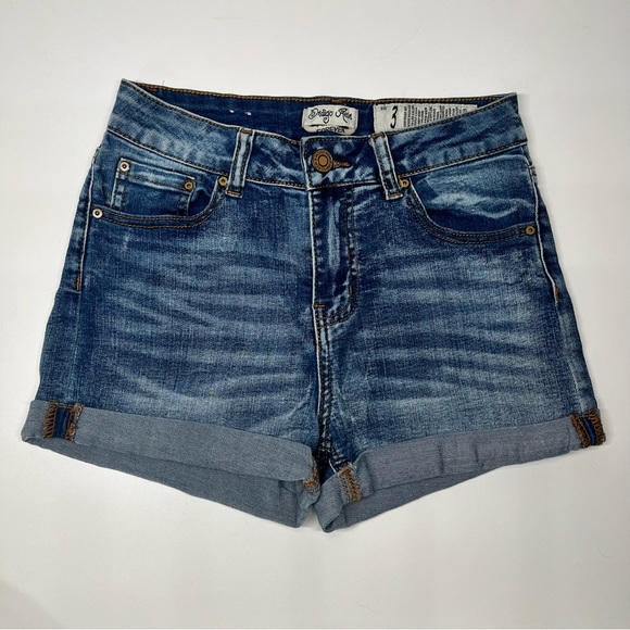 Indigo Rein Pants - Indigo Rein High Waisted Soft Stretch Roll Up Denim Jean Shorts EUC Like New 3